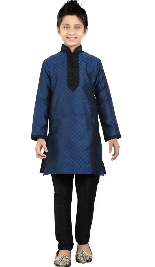 Blue Color Cotton Party Wear Boy Kurta Pajama | 330639091