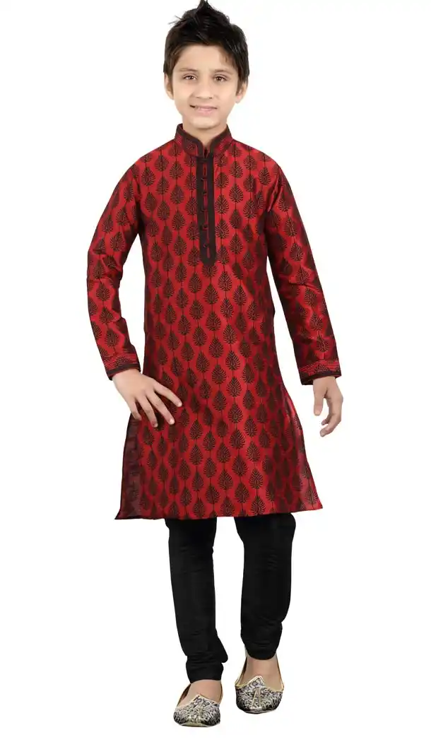 Divine Maroon Color Cotton Party Wear Boy Kurta Pajama | 330639093