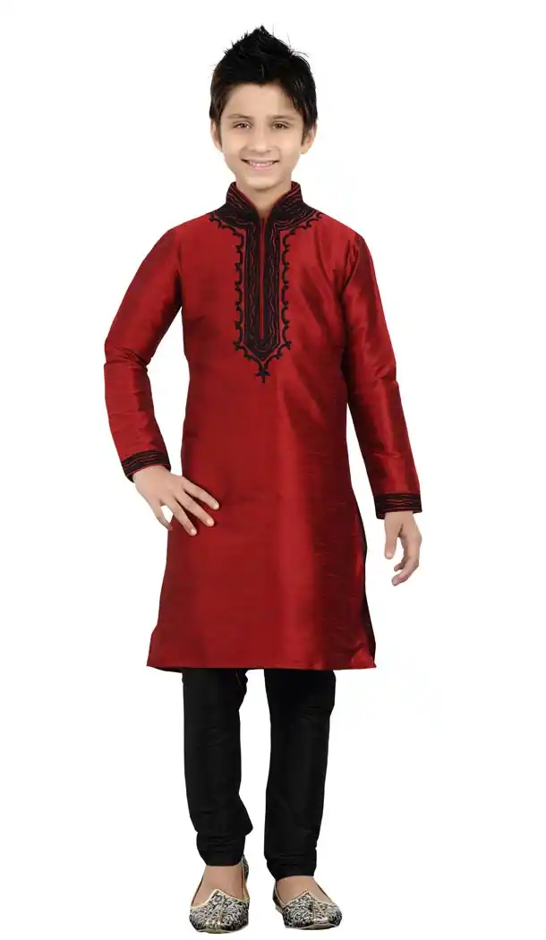Exquisite Red Color Cotton Party Wear Boy Kurta Pajama | 330639094