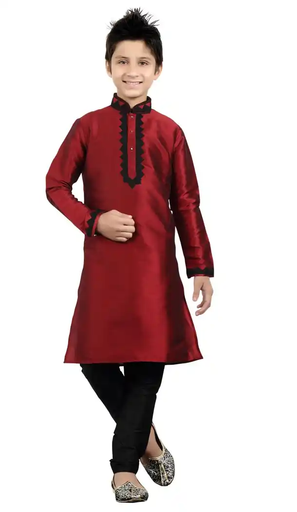 Elegant Red Color Cotton Party Wear Boy Kurta Pajama | 330639096
