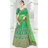 Green Color Silk Satin Heavy Designer Wedding Lehenga Choli | 346940992