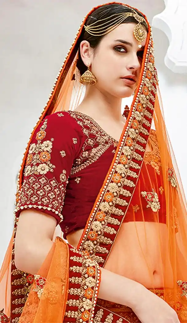 Maroon Color Velvet Heavy Designer Wedding Lehenga Choli | 346940996