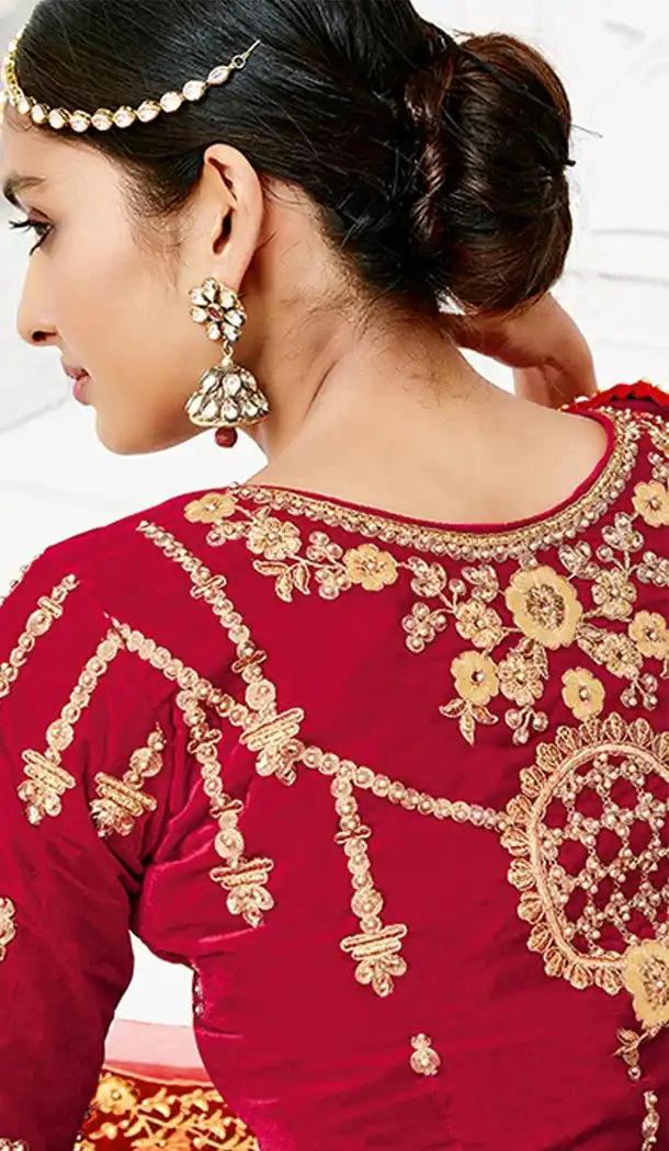 Classy Red Color Velvet Heavy Designer Wedding Lehenga Choli | 346940999