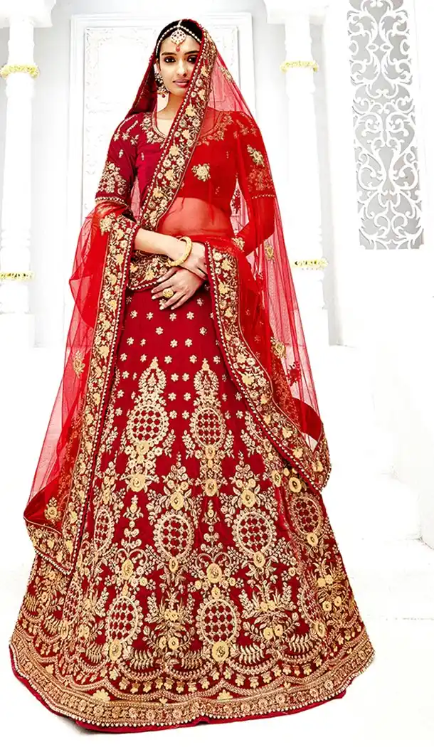 Classy Red Color Velvet Heavy Designer Wedding Lehenga Choli | 346940999