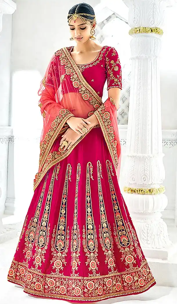 Ethnic Pink Color Banarasi Heavy Designer Wedding Lehenga Choli | 346941001