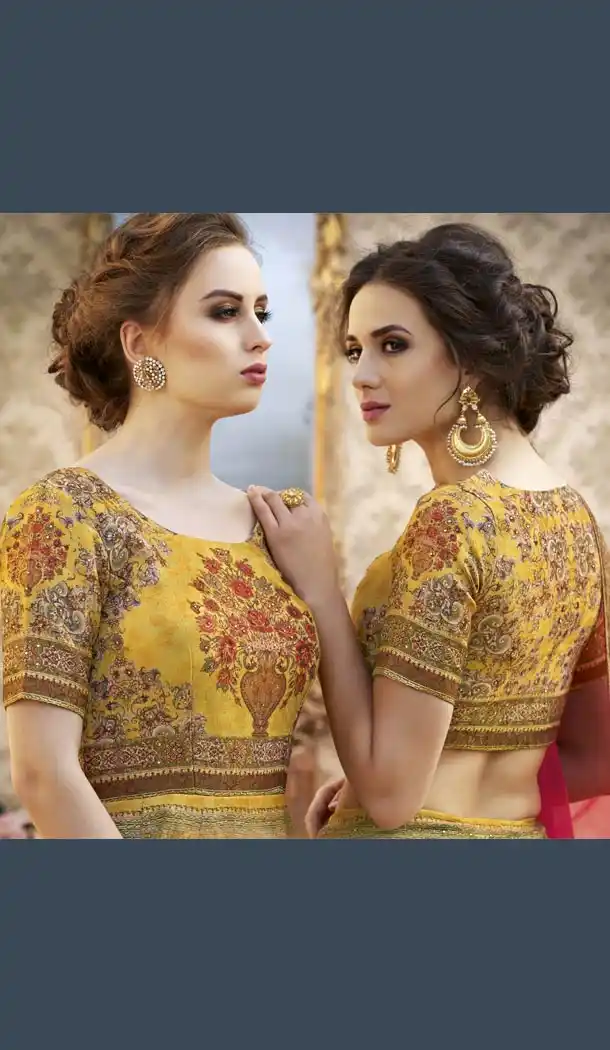 Yellow Color Pure Banarasi Silk Lahanga Choli | 342640545