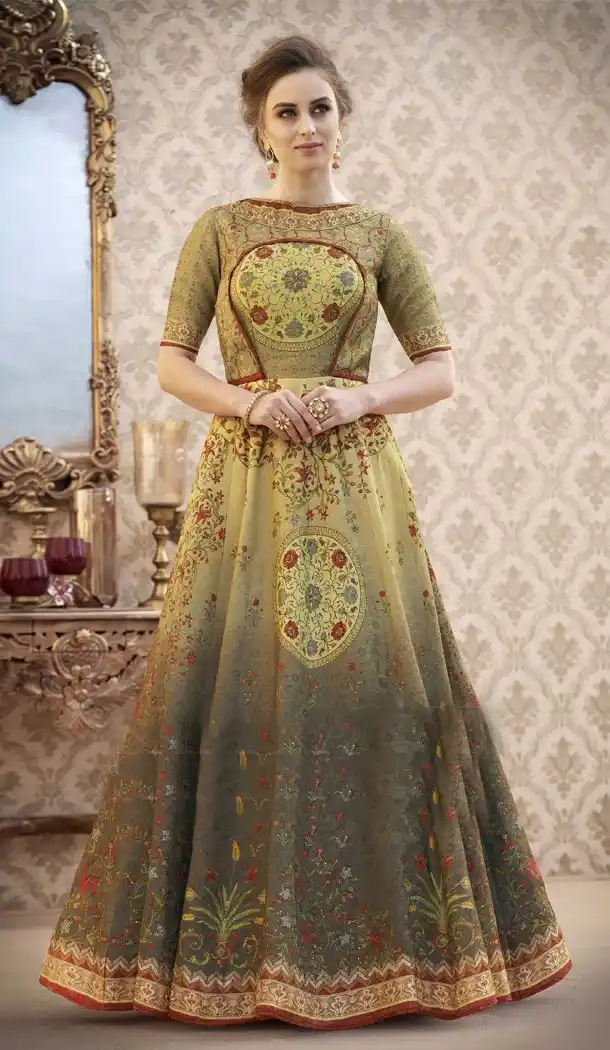 Green Color Pure Banarasi Silk Lahanga Choli | 342640549