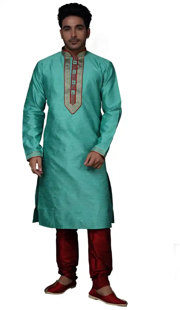 Green Color Banarashi Silk Readymade Kurta Pajama | 336739854