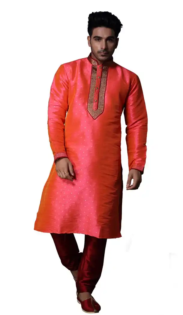 Pink Color Square Silk Readymade Kurta Pajama | 336739857