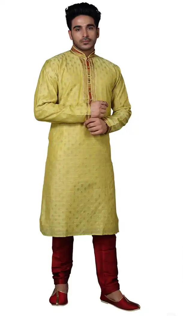 Musterd Color Silk Readymade Kurta Pajama | 336739863