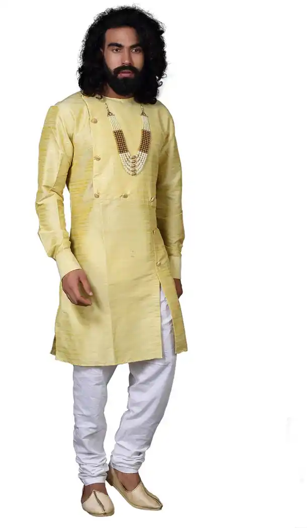 Ethnic Fon Color Silk Readymade Kurta Pajama | 336739864