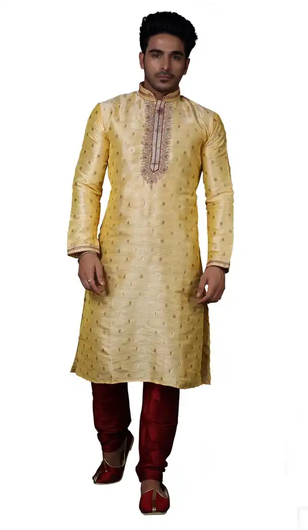 Attractive Creme Fon Color Silk Readymade Kurta Pajama | 336739865