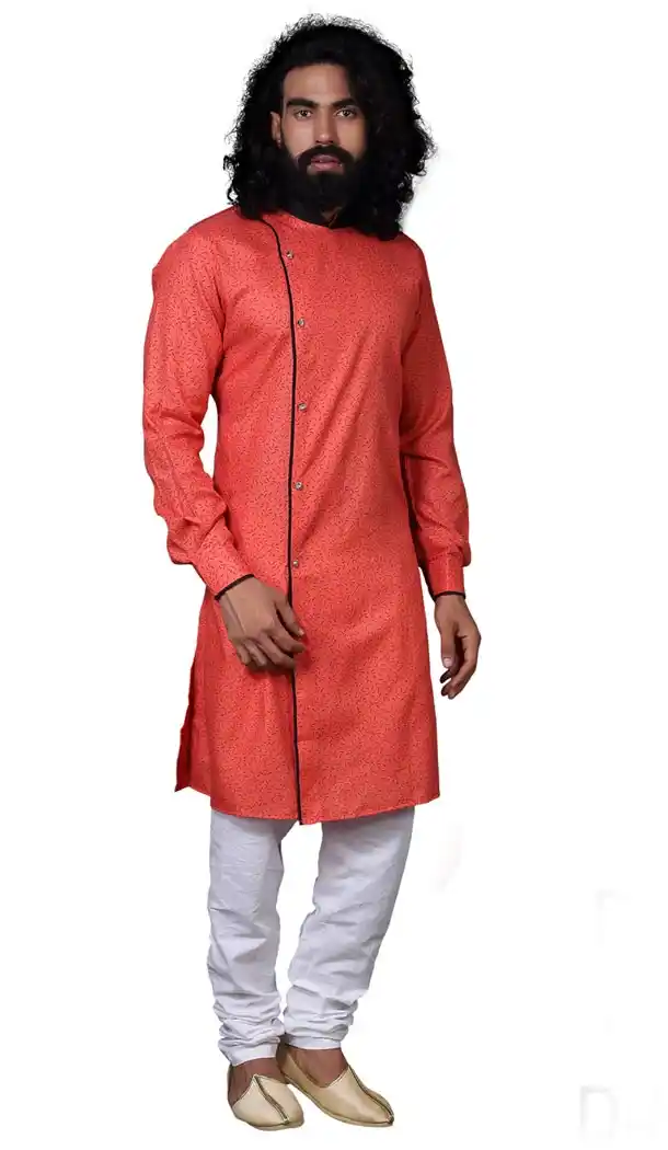 Charming Orange Color Cotton Readymade Kurta Pajama | 336739867