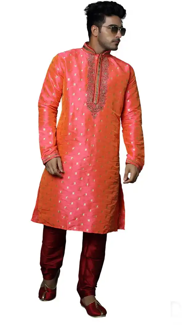 Pink Fon Color Silk Readymade Kurta Pajama | 336739871
