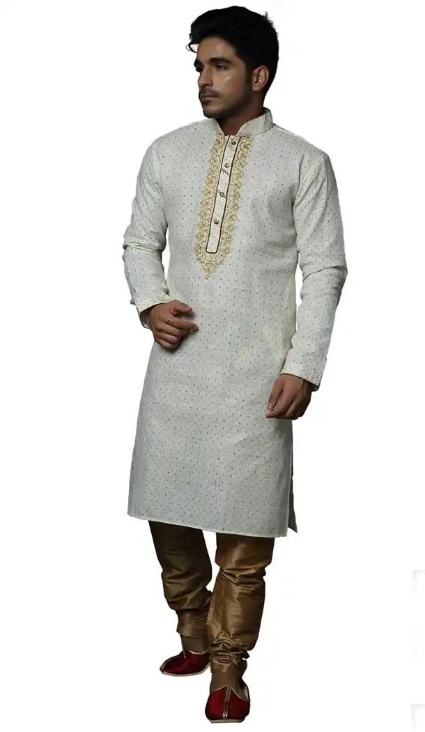Cream Color Cotton Print Readymade Kurta Pajama | 336739877