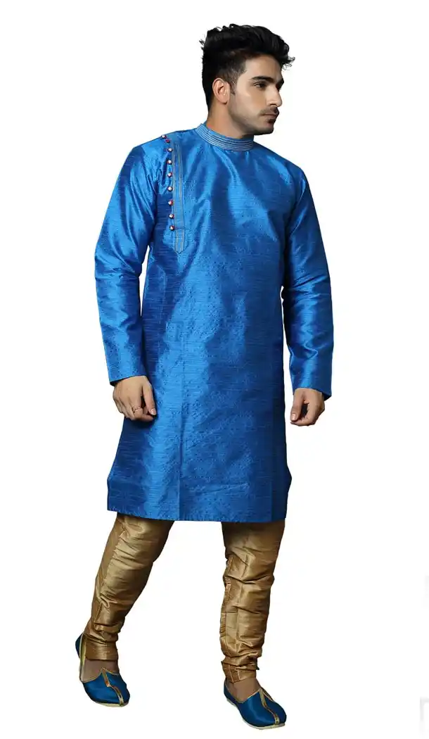 Blue Color Plain Silk Readymade Kurta Pajama | 336739878