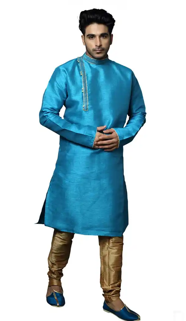 Exotic Skay Blue Color Plain Silk Readymade Kurta Pajama | 336739880