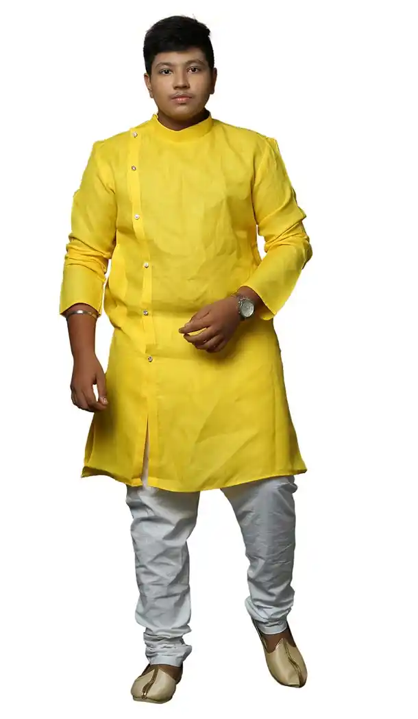 Yellow Color Plain Silk Readymade Kurta Pajama | 336739882