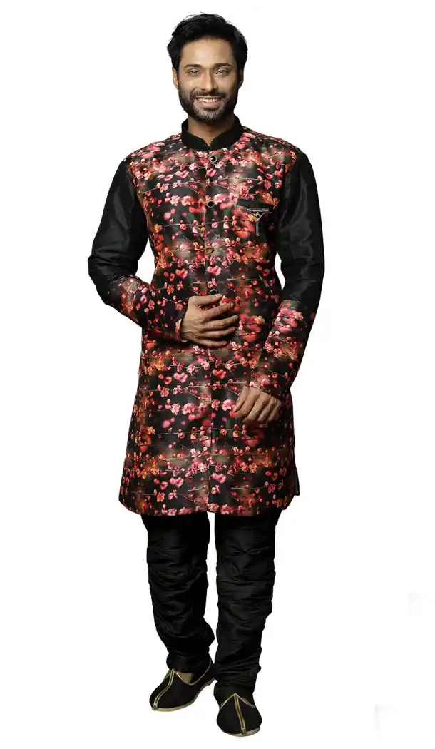 Majesty Black Color Silk Readymade Kurta Pajama | 336739885
