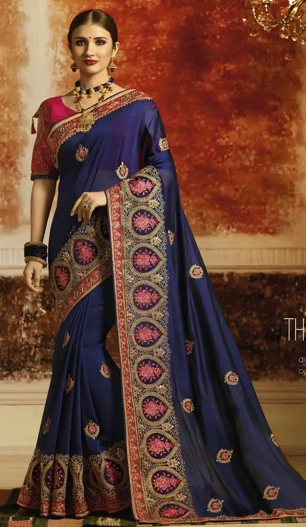 Navy Blue Color Rangoli Silk Designer Saree | 340640361