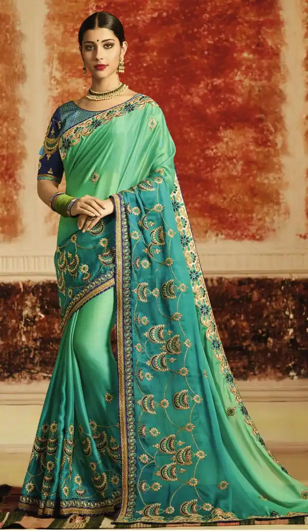 Rama Green Color Rangoli Silk Designer Saree | 340640363