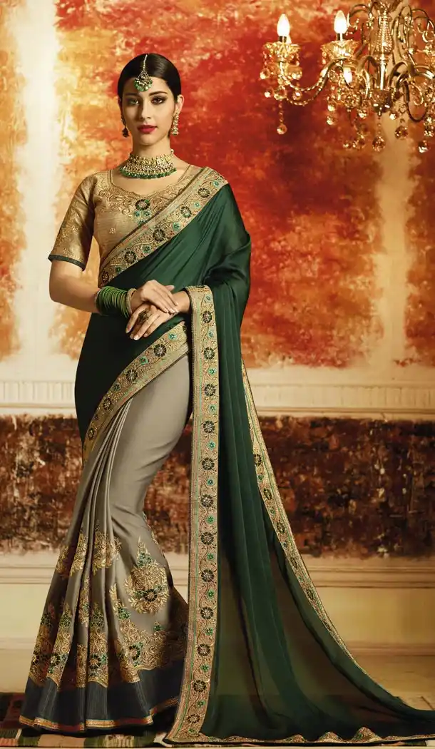 Green Grey Color Rangoli Silk Designer Saree | 340640365