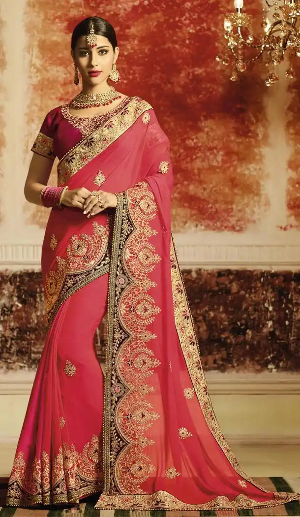 Pink Color Fancy Georgette Designer Saree | 340640371