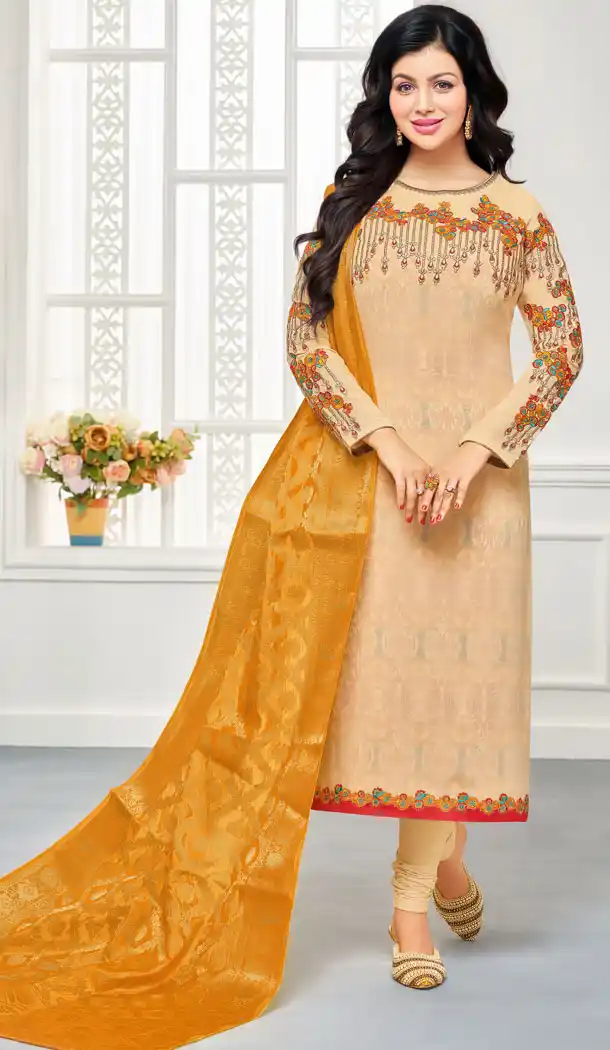 Bollywood Star Ayesha Takia Flax Geregette Churidar Suit | 15667970