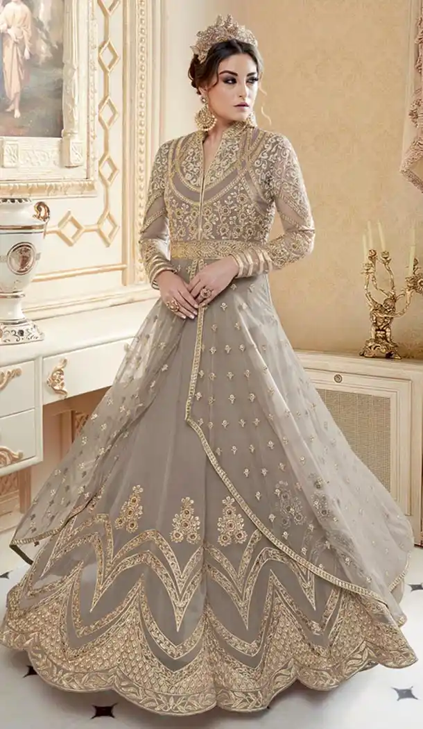 Silver Color Heavy Net Designer Attractive Lehenga Suits | 347741061