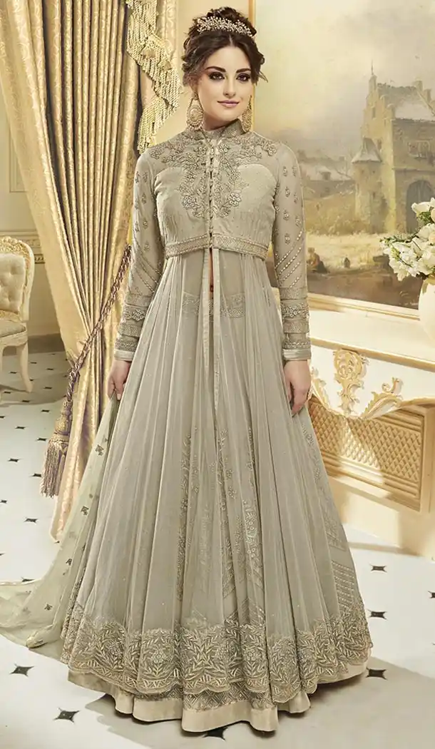 Grey Color Heavy Net Designer Attractive Lehenga Suits | 347741064