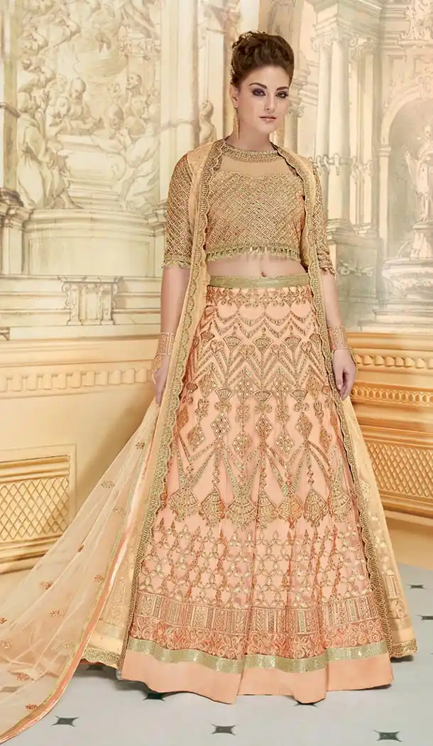 Orange Color Heavy Net Designer Attractive Lehenga Suits | 347741066