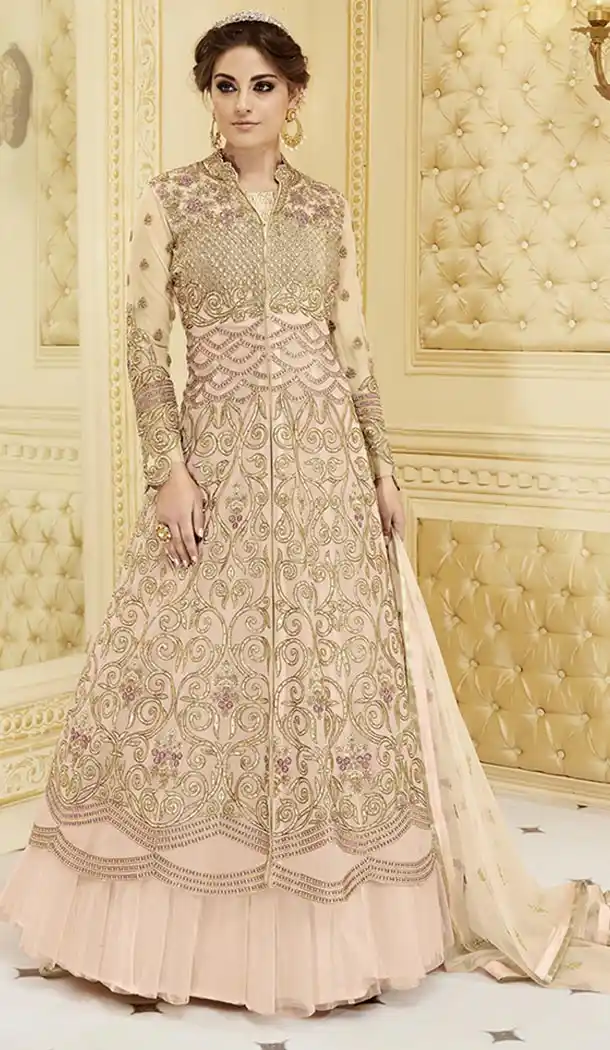 Cream Color Heavy Net Designer Attractive Lehenga Suits | 347741068