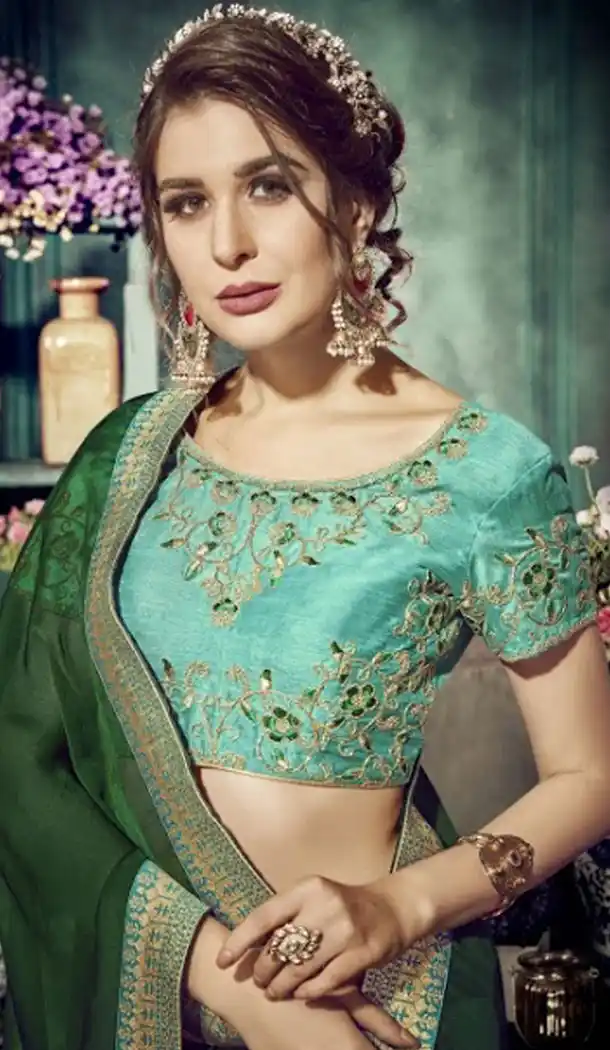 Marvelous Green Color Chiffon Embroidery Sarees | 356142097