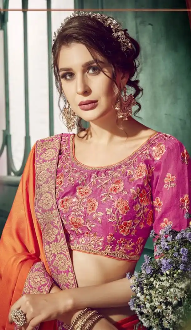 Alluring Orange Color Chiffon Embroidery Sarees | 356142099