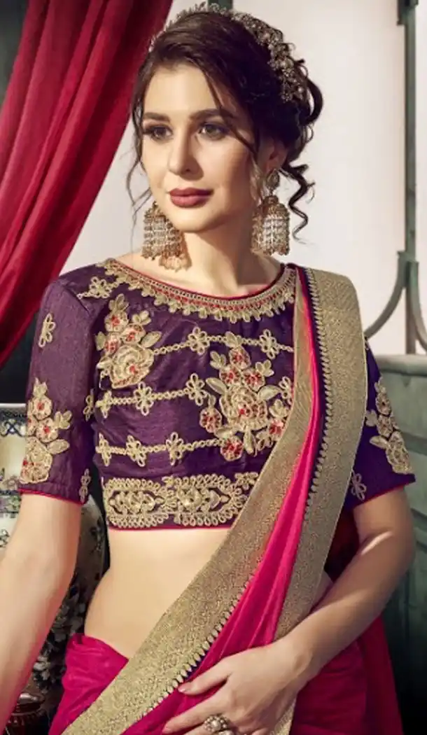 Chic Pink Color Chiffon Embroidery Sarees | 356142101