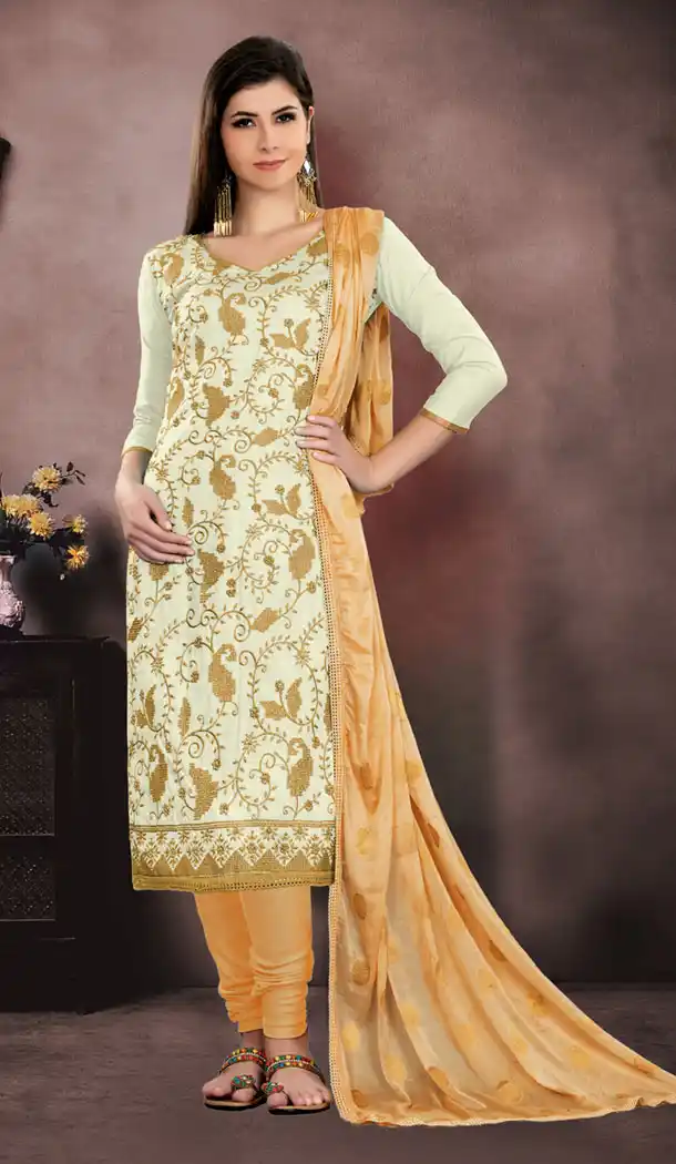 Enigmatic White Color Cotton Casual Wear Salwar Kameez | 353841856