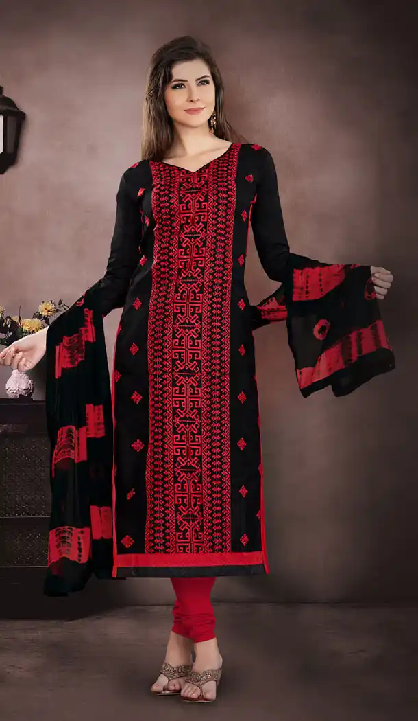 Tranquil Black Color Cotton Casual Wear Salwar Kameez | 353841857