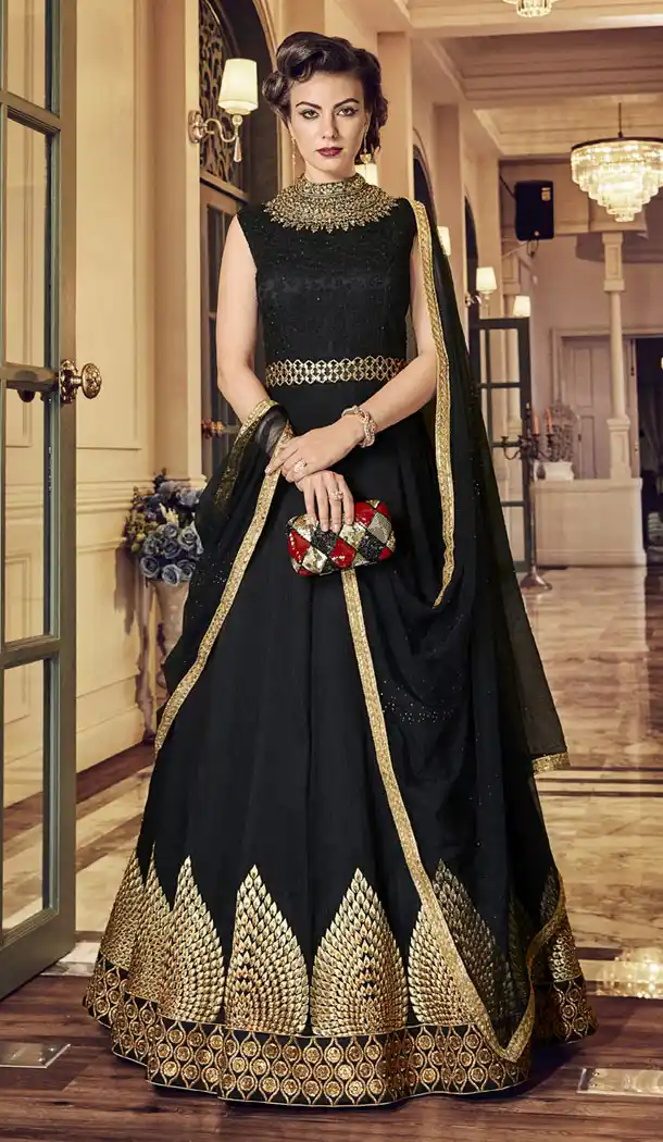 Elegant Black Color Bangalori Silk Designer Wear Salwar Kameez | 358442435