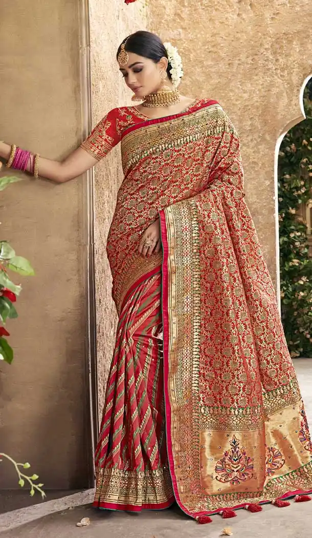 Red Color Pure Banarasi Silk Designer Saree | 358142403