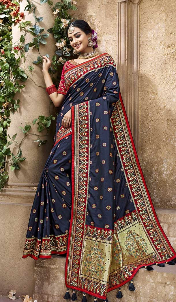 Nevy Blue Color Pure Banarasi Silk Designer Saree | 358142404