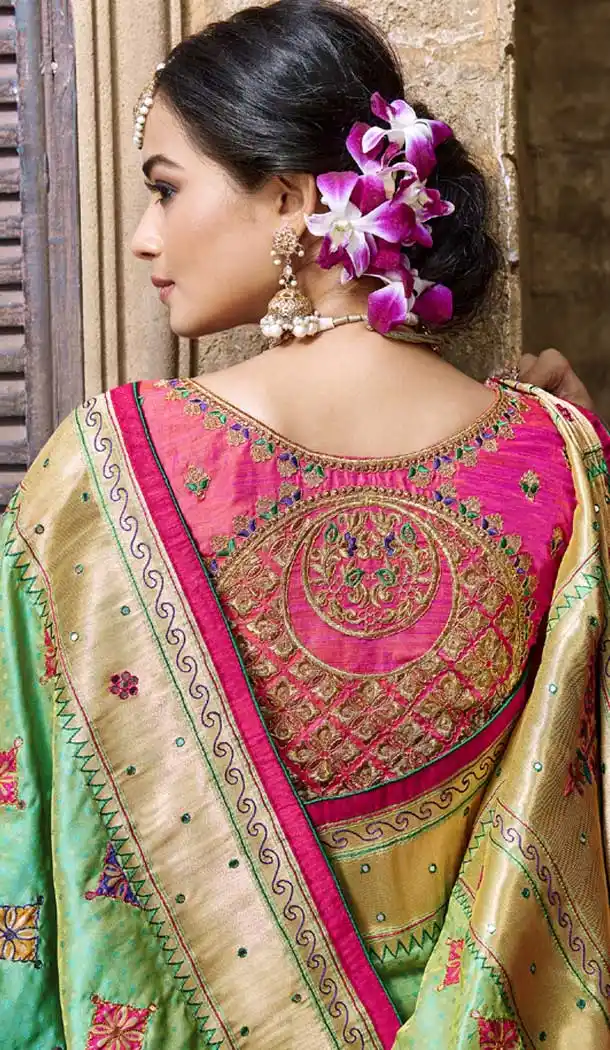 Light Green Color Pure Banarasi Silk Designer Saree | 358142405