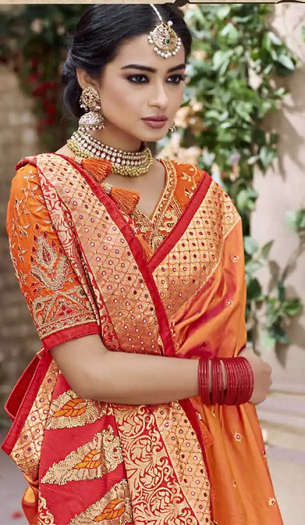 Orange Color Pure Banarasi Silk Designer Saree | 358142406