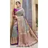 Grey Color Pure Banarasi Silk Designer Saree | 358142409