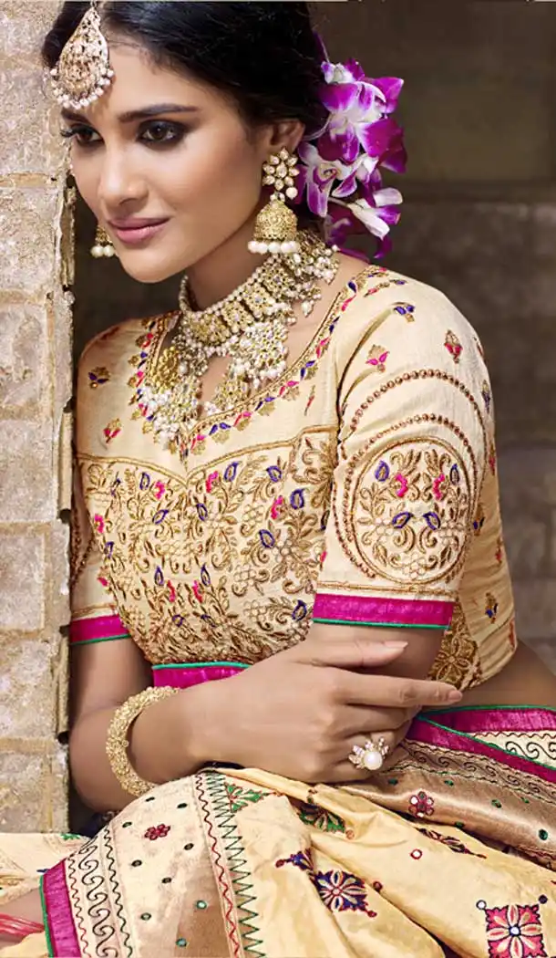 Beige Color Pure Banarasi Silk Designer Saree | 358142412