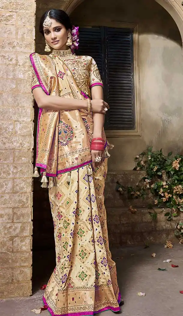 Beige Color Pure Banarasi Silk Designer Saree | 358142412
