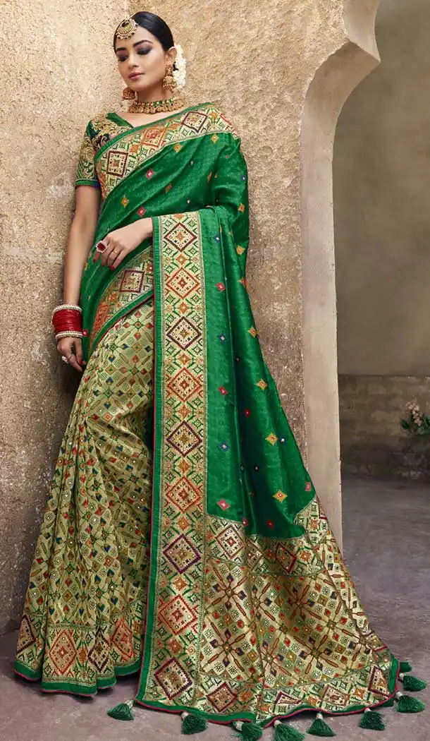 Green Color Pure Banarasi Silk Designer Saree | 358142415