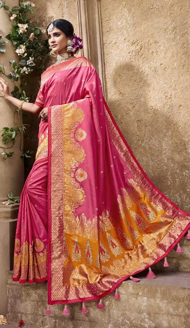 Charming Pink Color Pure Banarasi Silk Designer Saree | 358142416