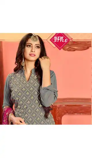 Grey Color Georgette Party Wear Sharara Suit | 360242751