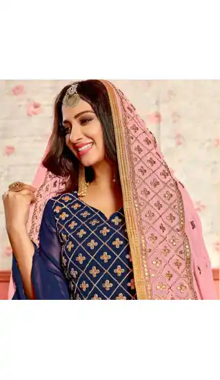 Dark Blue Color Georgette Party Wear Sharara Suit | 360242753