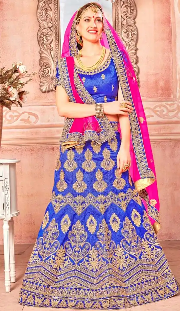 Blue Color Banglori Silk Traditional Lehenga Choli | 360442763